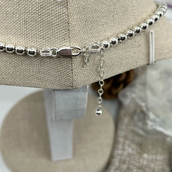 Vintage Sterling Silver Graduated Bead Necklace – 16" – 13.5g - Picture 6 of 16